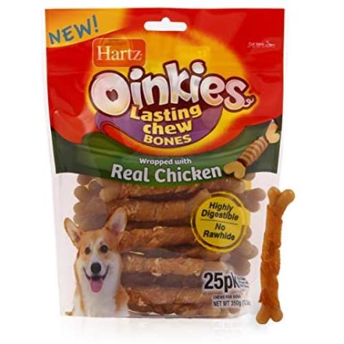 Hartz Oinkies Rawhide Free Pig Skin Dog Treat Chews