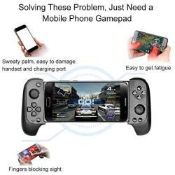 Siomeor Telescopic Wireless Bluetooth Controller Gamepad Mobile Game Controller Android IOS Phone Flexible Joystick Blue and Red