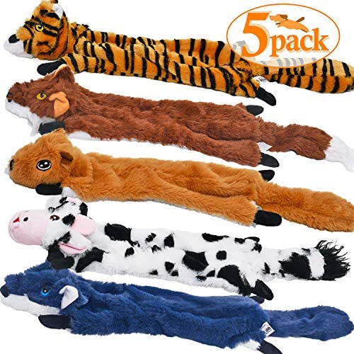 SHARLOVY Dog Squeaky Toys 5 Pack, Pet Toys Crinkle Dog Toy No Stuffing Animals Dog Plush Toy Dog Chew Toy for Large Dogs and Medium Dogs Squeeky Doggie Toys Puppy Toys Squeak