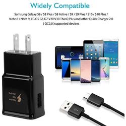 Adaptive Fast Wall Charger Adapter Compatible Samsung Galaxy S10 S9 S8 /Edge/Plus/Active,Note 9,Note 8,c9pro,LG G5 G6 G7 V20 V30 ThinQ Plus EP-TA with USB Type C to A Cable Cord