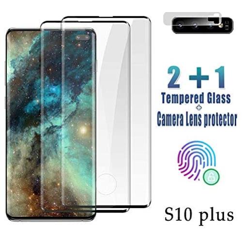 Glass Screen Protector for Samsung Galaxy S10 Plus, 9H Tempered Glass，Ultrasonic Fingerprint Compatible,3D Curved, HD Clear, Case Friendly Bubble-Free for Galaxy S10 Plus Screen Protector
