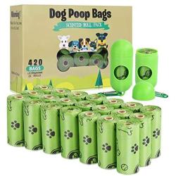 TVOOD Dog Poop Bags(420 Count), Biodegradable Poop Bags for Dogs, Leak Proof, Eco-Friendly Dog Waste Disposal Bags Refill Rolls with 2 Free Dispenser (Scented)