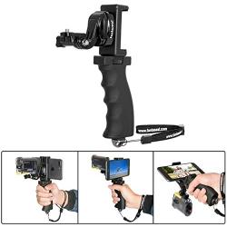 Fantaseal Ergonomic Action Camera Hand Grip Mount w/Smartphone Clip Compatible with Sony FDR X-3000V X1000VR HDR AS 300 AS-10/15 /20/30/50/100 Action Cam Nikon Keymission Hand Grip Handheld Holder