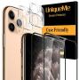 [ 4 Pack ] UniqueMe 2 Pack Tempered Glass Screen Protector +2 Pack Tempered Glass Camera Lens Protector for iPhone 11 Pro 5.8"[Full Coverage]