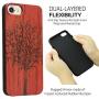 YFWOOD Compatible for Wood iPhone 8 Case, Real Wood Engraving Tree Soft Rubber Cushion Shock Absorption Flexible Anti-Scratch Bumper Protective for iPhone 7/8 iPhone SE 2020 Case