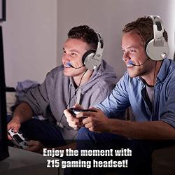 QcoQce Z15 Gaming Headset PS4 Headset with Aluminum Frame - Xbox One Headset with Noise Canceling Mic, LED Light, 3D Surround Sound Over-Ear Headphones for Nintendo Switch,PC,Mac, 2020 Upgraded