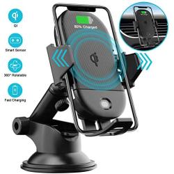 LETSCOM Wireless Car Charger Auto-Clamping,15W Qi Fast Charging Car Charger Mount, Windshield Dashboard Air Vent Phone Holder for iPhone 11Pro/Max/XR/11/X/8, Samsung S10/S10+/S9/S9+/S8/S8+