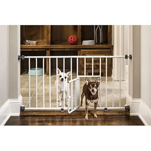 Carlson Pet Products MINI Expandable Extra Wide Pet Gate with Small Pet Door (916006), White, 18-31 inches Carlson Pet Products MINI Expandable Extra Wide Pet Gate with Small Pet Door (916006), White, 18-31 inches