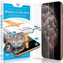 Power Theory iPhone 11 Pro Max Screen Protector [2-Pack] with Easy Install Kit [Premium Tempered Glass for iPhone 11 ProMax]