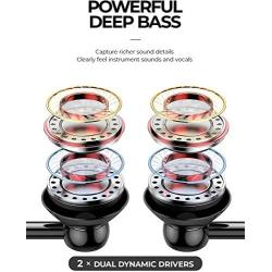 Wired Earbuds Headphones with Microphone, Extra Bass with 13.6mm PET+PU Drivers, Comfortable Lightweight Earphones with Volume Control, 3.5mm in Ear Headphones for Laptop/Smartphone/PC