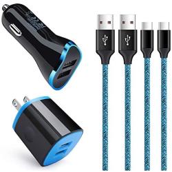 USB C Charger Set for Samsung Galaxy S20 Plus/Ultra/S10e/S10 Note 20/10/9 A01 A11 A20 A50 A51 A71, Google Pixel 4 XL/4/3 XL/3/3a XL/3a/2 XL/2/XL,Dual Car Charger Adapter, Wall Charger, 6FT Type C Cord