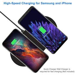 Dual Wireless Charger, COSOOS Qi Certified Fast Wireless Charging Pad Compatible for iPhone 11/11 Pro/11 Pro Max/Xs Max/XR/X/8, Galaxy S20/S10/Note 10, AirPods Pro/2, Glaxy Buds+(NO AC Adapter)