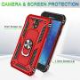 Galaxy J7 2018/J7 Aero/J7 Top/J7 Crown/J7 Aura/J7 Refine/J7 Eon Case with Tempered Glass Screen Protector [2Pack], Jshru Military Grade Ring Car Mount Kickstand Phone Case For Samsung J7 Star Star Red