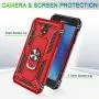 Galaxy J7 2018/J7 Aero/J7 Top/J7 Crown/J7 Aura/J7 Refine/J7 Eon Case with Tempered Glass Screen Protector [2Pack], Jshru Military Grade Ring Car Mount Kickstand Phone Case For Samsung J7 Star Star Red