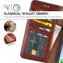 Arae Case for iPhone X/Xs, Premium PU Leather Wallet Case [Wrist Straps] Flip Folio [Kickstand Feature] with ID&Credit Card Pockets for iPhone X (2017) / Xs (2018) 5.8 inch (not for Xr) (Brown)