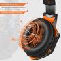 Homgrace Stereo Bass Surround Gaming Headset, Over Ear Gaming Headphones with Mic, Noise Reduction, LED Lights and Volume Control for Laptop, PC, Mac, iPad, Smartphones Orange