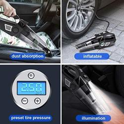 helloleiboo Car Vacuum 4 in 1 Handheld Cordless Air Compressor Pump 6000Pa Rechargeable Vacuum Cleaner with LED Light