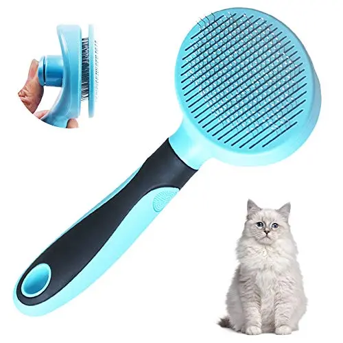 Cat Brush for Shedding, Slicker Pet Grooming Brush for Cat and Small Medium Dog, Self Cleaning Slicker Brush (Blue)