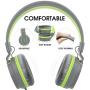 AILIHEN I35 Kid Headphones with Microphone Volume Limited Children Girls Boys Teen Lightweight Foldable Portable Wired Headset for School Airplane Travel Cellphones Tablets Smartphones (Grey/Green)