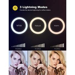 10 Selfie Ring Light 67 Tripod Stand - Lamicall LED Circle Halo Light with Cell Phone Holder for Live Stream/Makeup/YouTube Video Recording/Photography, ARO De Luz Compatible with All iPhones