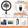 LED Ring Light 10" with Tripod Stand & Phone Holder for Live Stream/Makeup/YouTube, Selfie Ring Light with 3 Light Modes & 10 Brightness Level & Camera Remote Shutter