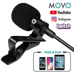 Movo PM10 Lavalier Microphone and Lapel Microphone for iPhone, iPad, Android, and Other Smartphones - Easy Clip on Microphone Perfect for Recording a Podcast, Vlog, Interview, YouTube