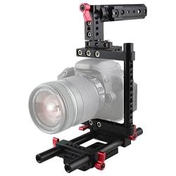 CAMVATE Camera Cage Rig Top Handle Tripod Mount Plate for Canon Nikon Sony Panasonnic(Red)