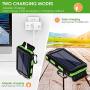 Solar Charger 20000mAh YOESOID Portable Solar Power Bank Outdoor Waterproof Camping External Backup Battery Pack with Dual USB Ports 2 LED Light Carabiner and Compass, Compatible Most Smart Phones