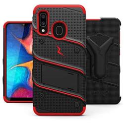 ZIZO Bolt Series for Samsung Galaxy A20 Case | Heavy-Duty Military-Grade Drop Protection w/Kickstand Included Belt Clip Holster Tempered Glass Lanyard Galaxy A50 - Black/Red