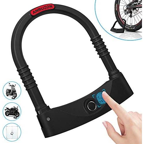 VEEAPE Fingerprint Lock U Lock Bike IP65 Waterproof U Bike Lock, Bicycle Lock with USB Cable, 100 Fingerprints, Unlock Time 0.5 Seconds, Anti-Theft Safety Suitable for Bike Motorcycle Glass Door