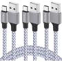 USB Type C Cable, TAKAGI 3Pack 6ft USB C to USB A Nylon Braid Fast Charging Cord High Speed Data Sync Transfer Charger Cable Compatible with Galaxy S9, Note, LG, Pixel 2 XL, Huawei, ONEPLUS (White)