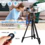 Cell Phone Tripod,54" Extendable Adjustable Phone Tripod, Lightweight Tripod 360° Rotation with Bluetooth Remote Control Mount,Portable Bag,1/4" Mounting Screw for iPhone Smartphone Camera Projector