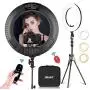 Emart 18 inch LED Ring Light with Tripod Stand, 65W Adjustable Color Temperature 3200 k to 5500 k Makeup Ringlights with Phone Holder, Carrying Bag, Soft Tube, Bluetooth for Camera, YouTube
