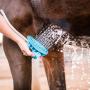 Aquapaw New Equine Grooming Tool - Bath Curry Sprayer and Scrubber in One for Horse, Large Dog, and Livestock Bathing- Garden Hose Adapter Included