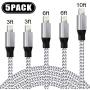 UNEN iPhone Charger [3-3-6-6-10FT, MFi Certified Lightning Cable] Nylon Braided USB Fast Charging Compatible iPhone 11 Pro Max Xs X XR 8 7 6s 6 SE 5 5s 5c iPad iPod–Upgraded