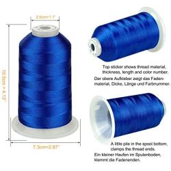 Simthread 42 Options Various Assorted Color Packs of Polyester Embroidery Machine Thread Huge Spool 5000M for All Embroidery Machines (Blue Series)