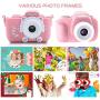 Kids Camera Cartoon Shockproof Silicone Case with 16GB SD Card 12MP Front and Rear Selfie Digital Cam HD 2.0" Screen Camcorder Rechargeable Video Recorder Gifts for 3-12 Boys and Girls (Pink)