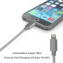 RoFI Compatible Phone Cable, [2Pack] 0.6M Nylon Braided Fast Charging USB Cord Replcement for Phone X 8 8 Plus 7 7 Plus 6s 6s Plus 6 6 Plus 5 5S 5C SE Pad Air Mini and More (2 Pack Grey, 2 FT)