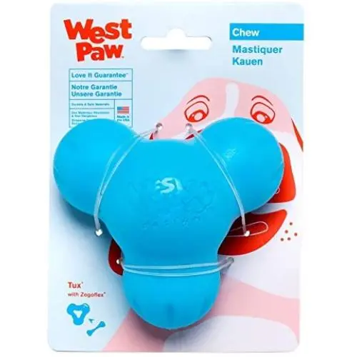 West Paw Zogoflex Tux Treat Dispensing Dog Chew Toy – Interactive Chewing Toys for Dogs – Dog Games for Aggressive Chewers, Fetch, Catch – Holds Kibble, Treats, Made in USA