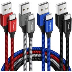 USB Type C Cable 3A Fast Charging [4-Pack, 6ft], etguuds Nylon Braided USB A to C Charger Cord for Samsung Galaxy S20 S10 S9 S8 Plus S10E, Note 10 9 8, A10e A20 A51 A71, Moto G8 G7 G6, LG G8