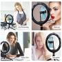 Ring Light with Tripod Stand and Phone Holder - 10&quotLED Cell Phone Ringlight for Makeup,Vlogs,Live Stream,YouTube Video,Photography,Self-Portrait Shooting,Desk Makeup Circle Lighting for iPhone/Android