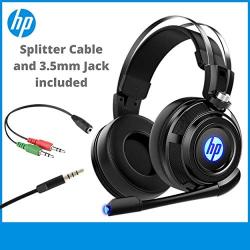 HP Wired Stereo Gaming Headset with mic, for PS4, Xbox One, Nintendo Switch, PC, Mac, Laptop, Over Ear Headphones PS4 Headset Xbox One Headset and LED Light with 3.5mm Jack and Splitter Cable