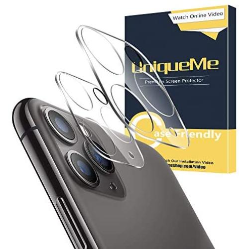 [ 2 Pack ] UniqueMe for iPhone 11 Pro/iPhone 11 Pro Max Camera Lens Protector Tempered Glass, HD Clear [New Version] Add Cameras Flash Circle