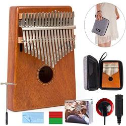 Kalimba 17 Key Finger Piano Marib Mahogany with Padded Gig Bag Tuner Hammer By Kmise