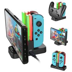 Switch Joy-Con Charging Dock, AairHut Charging Dock Stand Station for Switch Joy-Con and Pro Controller with Charging Indicator and Type C Charging Cable