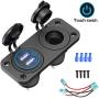 (2 in 1) Qidoe Cigarette Lighter Socket Splitter, 12V/24V Dual 2.4A USB Socket Outlet, Waterproof Detachable USB Charger with Touch Switch and Soft Blue LED for Car Boat Marine Motorcycle Golf Cart