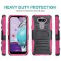 CasemartUSA Phone Case for [LG Aristo 5], [Refined Series][Pink] Shockproof Protective Cover with Built-in Kickstand & Swivel Belt Clip Holster for LG Aristo 5 (T-Mobile, Metro, Sprint)