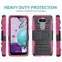CasemartUSA Phone Case for [LG Aristo 5], [Refined Series][Pink] Shockproof Protective Cover with Built-in Kickstand & Swivel Belt Clip Holster for LG Aristo 5 (T-Mobile, Metro, Sprint)