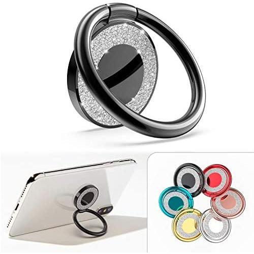 Allengel Bling Phone Ring Holder Metal for Strongly Magnetic Car Mount Compatible with iPhone, Samsung, LG, Sony, HTC - Black