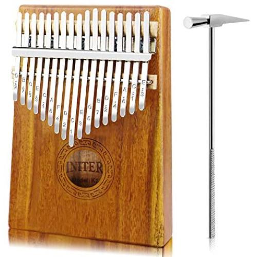 Kalimba Thumb Piano 17 Key,Portable Finger Piano/Mbira/Sanza Kit for Kids and Adults, Solid KOA With Key Locking System,Tune Hammer,Study Instruction,Cloth Bag,Study Guide Sticke